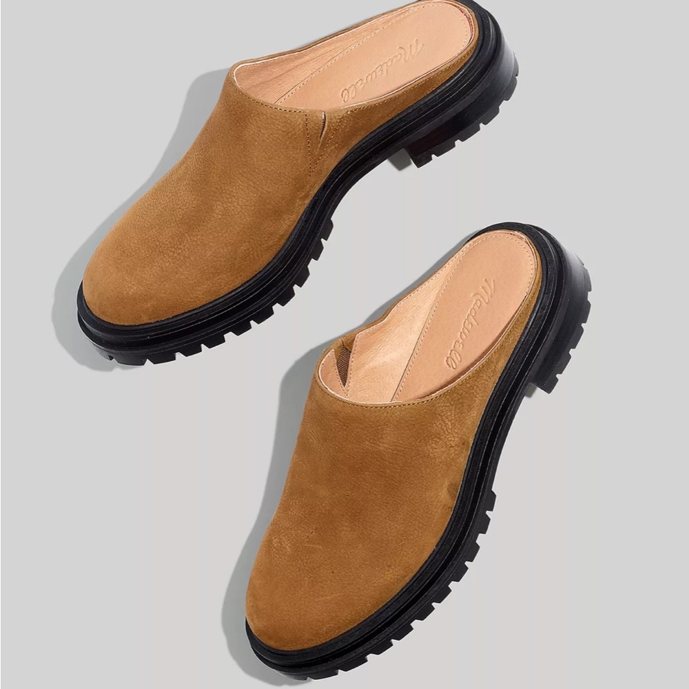 Madewell Brown Suede Mules with Lug Soles
